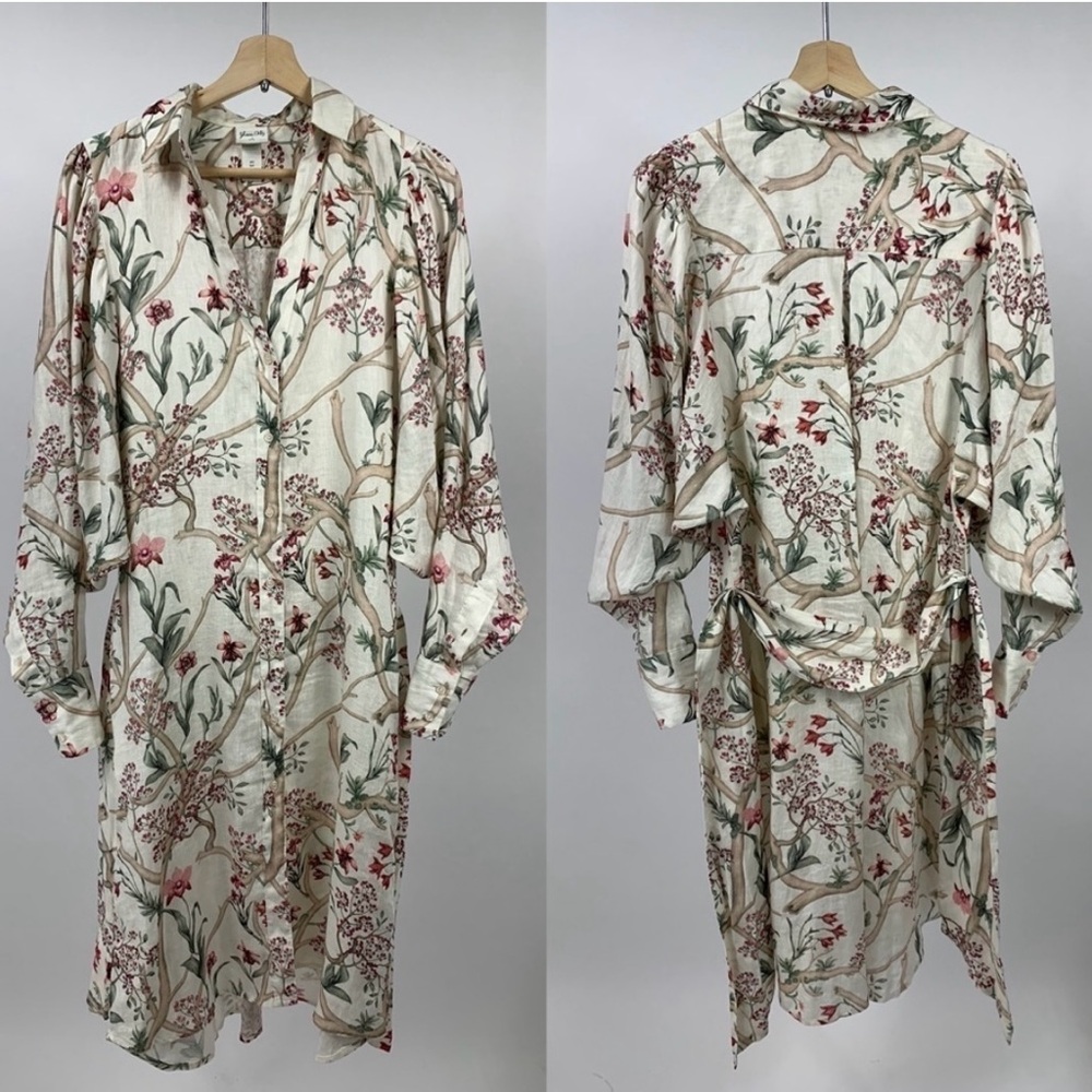 JOHANNA ORTIZ x H&M Linen
Shirt Floral Print Dolman Sleeve Dress Size M